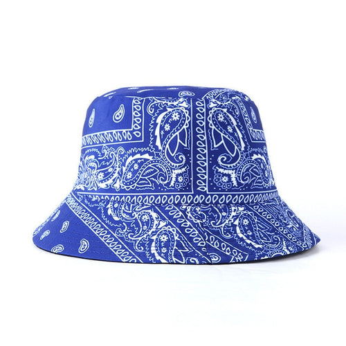 Unisex Pattern Cotton Bucket Hat Double-Sided Sun Cap Summer Sun Hats-Bucket Hats-Arimonz-C2 blue-Arimonz