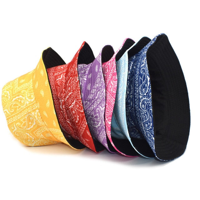 Unisex Pattern Cotton Bucket Hat Double-Sided Sun Cap Summer Sun Hats-Bucket Hats-Arimonz-C4 Random Color-Arimonz