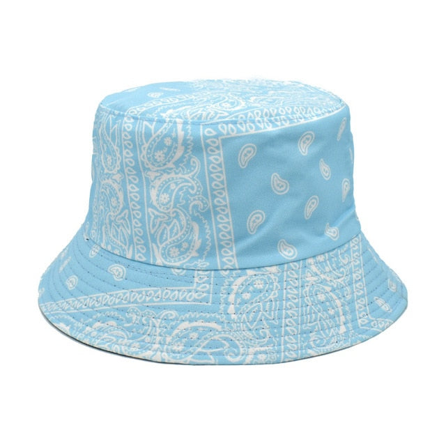 Unisex Pattern Cotton Bucket Hat Double-Sided Sun Cap Summer Sun Hats-Bucket Hats-Arimonz-C8 Light blue-Arimonz