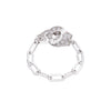 Sterling Silver Handcuff Ring White Paper Clip Chain Menottes Ring