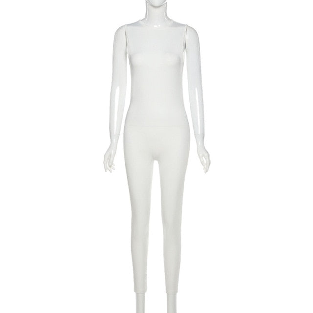 Women Jumpsuit Streetwear Long Sleeve Bodycon Solid Overalls
