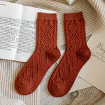 Winter Cashmere Wool Woman Socks Solid Retro Long Socks Crew Sock