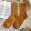 Winter Cashmere Wool Woman Socks Solid Retro Long Socks Crew Sock