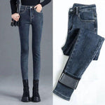 Winter Thick Velvet Women jeans High Waist Skinny Jeans Denim Pants