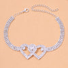 Rhinestone Double Heart Anklet for Women Hollow Out Love Foot Anklet