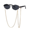 Trendy Retro Hexagon With Chain Sunglasses Women Polygon Sun Glasses