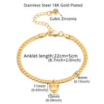 Anklet For Women Gold Color Stainless Steel Cuban Link Anklet