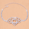 Double Heart Anklet Rhinestone Chain Jewelry Love Foot Chain Anklet
