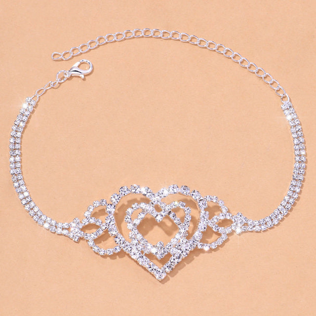 Giani Bernini Double-Heart Chain Ankle Bracelet in Sterling Silver |  CoolSprings Galleria