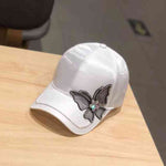 Butterfly Rhinestone Baseball Women Summer Silk Satin Visor Sun Hat