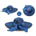 Summer Women Bowknot Wide Brim Panama Hat Outdoor Foldable Beach Hat