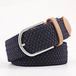 Casual Knitted Pin Buckle Men Belt Woven Canvas Braided Stretch Belt