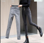 High Waist Thickening Skinny Denim Women Warm Stretch Pencil Jeans