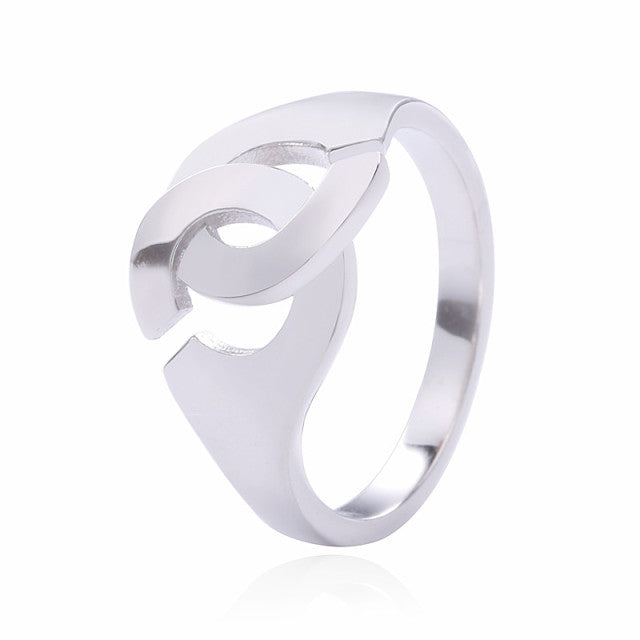 Sterling Silver Handcuff Ring White Paper Clip Chain Menottes Ring