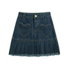 High Waist Y2k Pleated Denim Skirt Women Casual Blue Washed Mini Skirt