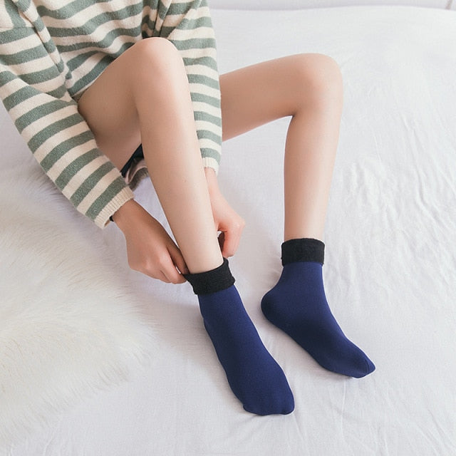 Winter Warm Thicken Thermal Socks Wool Cashmere Snow Black Skin Sock