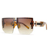 Rimless Oversized Sunglasses Women Vintage Square Flat Top Sun Glasses