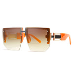 Rimless Oversized Sunglasses Women Vintage Square Flat Top Sun Glasses