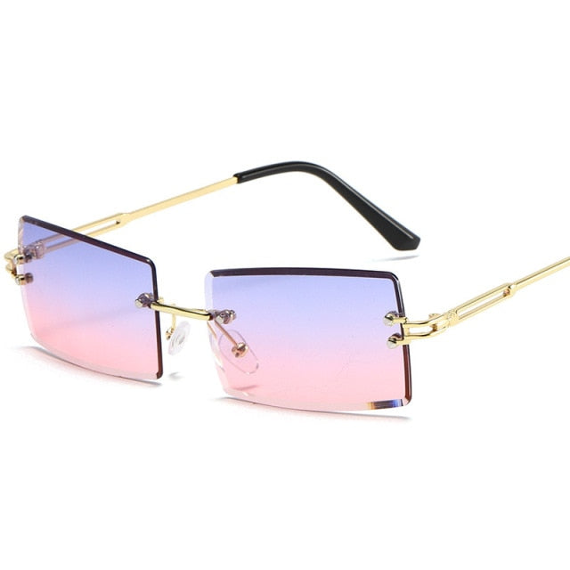Rimless Rectangle Women Gradient Sun Glasses Retro Sunglasses – Arimonz