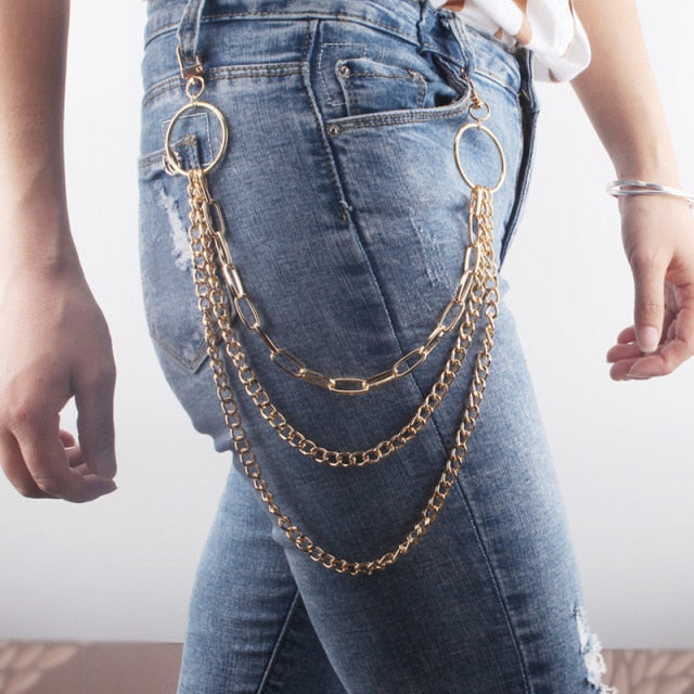 Stylish Waist Pants Belt Chain Multilayer Chain Ring Trousers Belt