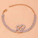 Rhinestone Double Heart Anklet for Women Hollow Out Love Foot Anklet