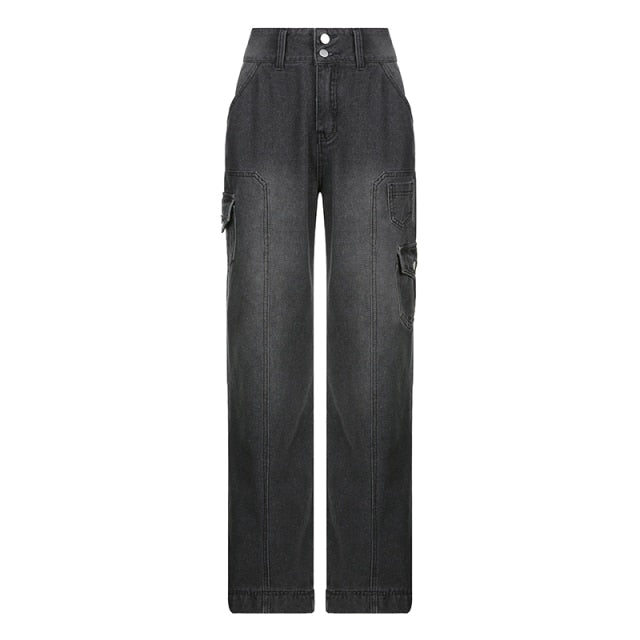 Y2k Jeans Wide Leg Pocket Patchwork Baggy Cargo Pants Oversize