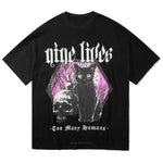 Women Gothic Funny Print Cat T-shirt Streetwear Short Sleeve Tee Top