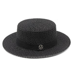 Summer Sun Hat letter M Straw Hat Visor Temperament Flat Panama Hats
