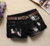 Autumn Denim Mini Shorts Women Rivet Holes Jeans Low Waist Shorts
