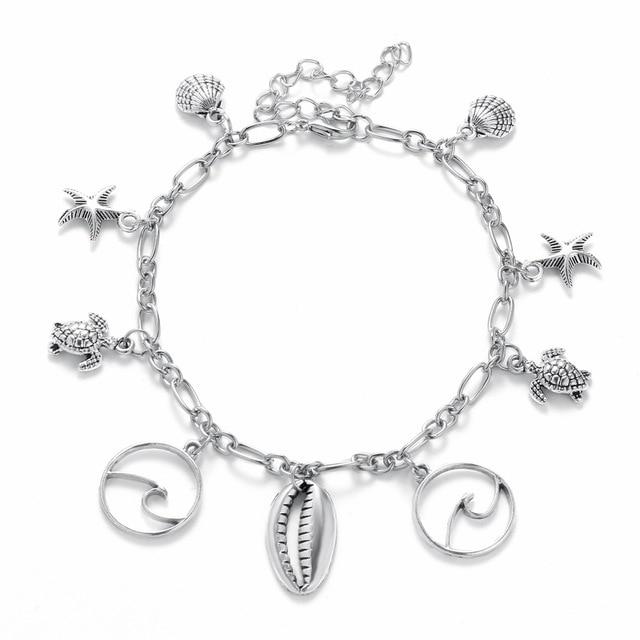 Vintage Anklets for Women Starfish Shell Pendant Anklet Summer Beach Foot Ankle Bohemian Anklet-Anklets-Arimonz-Wave Anklet-Arimonz