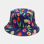 Vintage Bucket Hat Women Summer Sun Hats Reversible Fisherman Hat-Bucket Hats-Arimonz-A12 navy-Arimonz