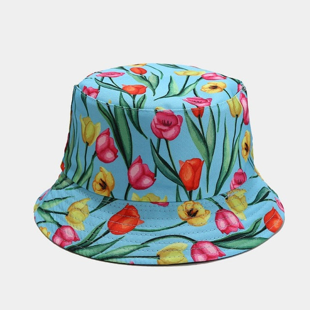 Vintage Bucket Hat Women Summer Sun Hats Reversible Fisherman Hat-Bucket Hats-Arimonz-A14 blue-Arimonz