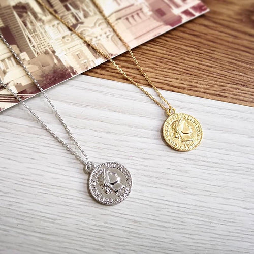 Vintage Carved Coin Necklace For Women Medallion Pendant Long Necklace Jewelry-Necklaces-Arimonz-Arimonz