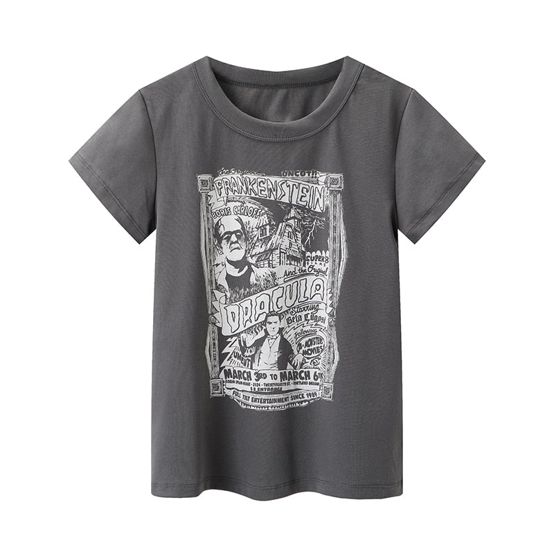 Vintage Cotton T-shirts Cute Cartoon Print Short Tees Soft Tops Chic-Tee-Arimonz-Arimonz