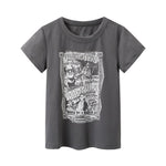 Vintage Cotton T-shirts Cute Cartoon Print Short Tees Soft Tops Chic-Tee-Arimonz-gray-Arimonz