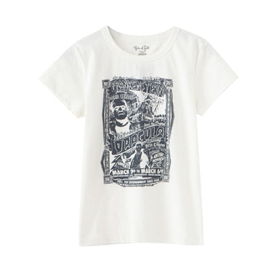 Vintage Cotton T-shirts Cute Cartoon Print Short Tees Soft Tops Chic-Tee-Arimonz-white-Arimonz