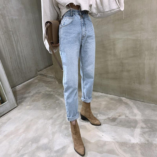 Vintage High Waist Straight Jeans Pant for Women Denim Jeans-Straight Jeans-Arimonz-Arimonz