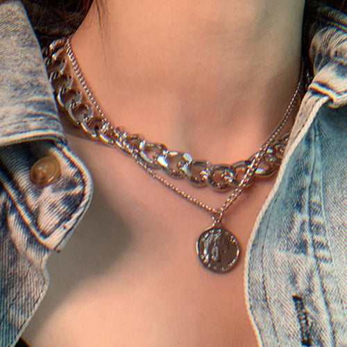 Vintage Multi-layer Coin Chain Choker Necklace-Necklaces-Arimonz-Arimonz