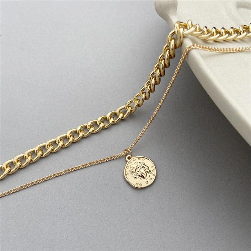Vintage Multi-layer Coin Chain Choker Necklace-Necklaces-Arimonz-Arimonz
