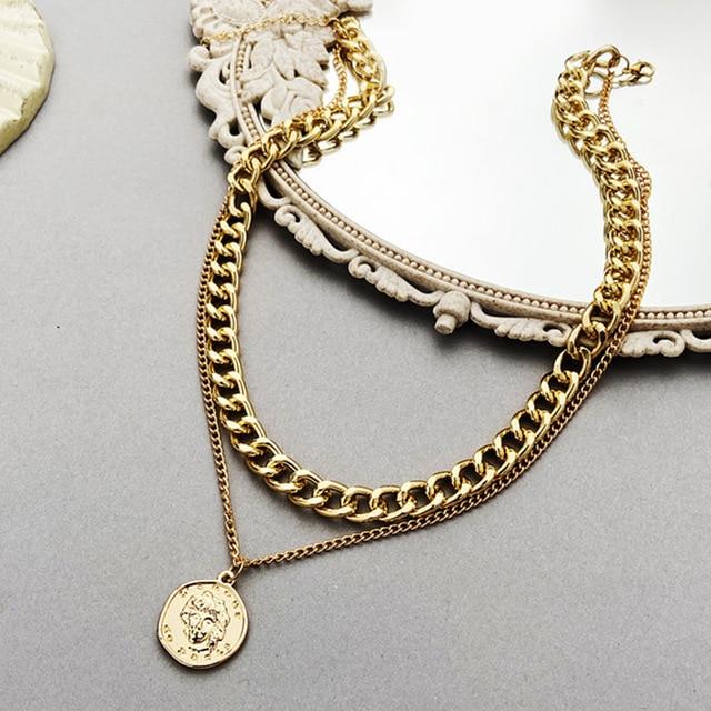Vintage Multi-layer Coin Chain Choker Necklace-Necklaces-Arimonz-Gold-Arimonz
