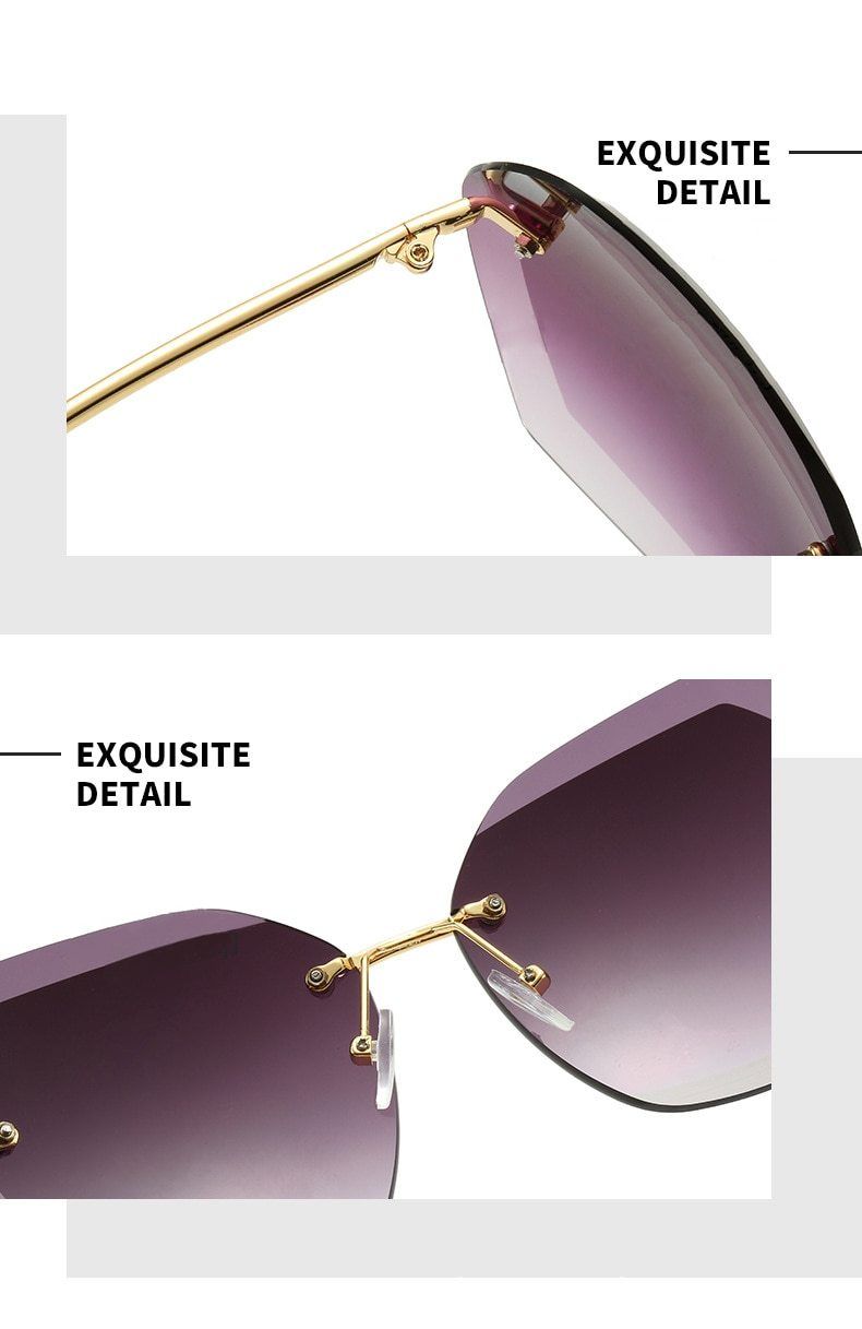 Vintage Rimless Sunglasses Women Men Retro Cutting Lens Sun Glasses-Sunglasses-Arimonz-Arimonz