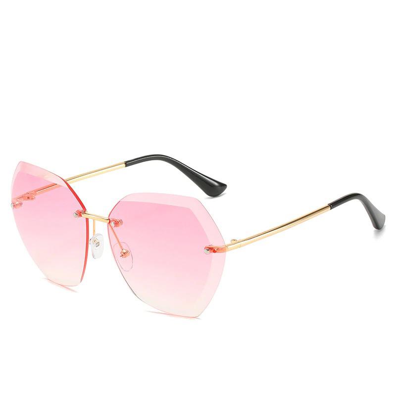 Vintage Rimless Sunglasses Women Men Retro Cutting Lens Sun Glasses-Sunglasses-Arimonz-Gold Gradient Pink-Arimonz