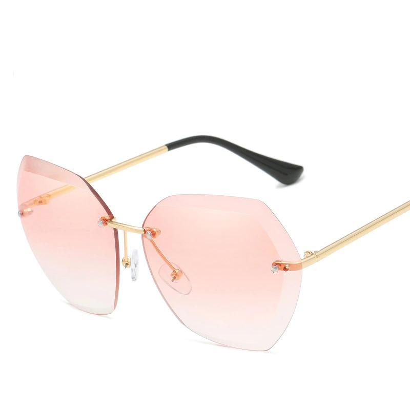 Vintage Rimless Sunglasses Women Men Retro Cutting Lens Sun Glasses-Sunglasses-Arimonz-Gold Pink-Arimonz