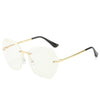 Vintage Rimless Sunglasses Women Men Retro Cutting Lens Sun Glasses-Sunglasses-Arimonz-Gold White-Arimonz