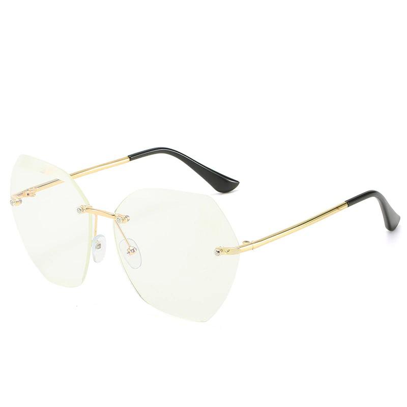 Vintage Rimless Sunglasses Women Men Retro Cutting Lens Sun Glasses-Sunglasses-Arimonz-Gold White-Arimonz
