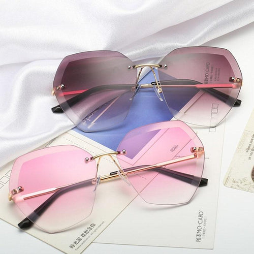 Vintage Rimless Sunglasses Women Men Retro Cutting Lens Sun Glasses-Sunglasses-Arimonz-Arimonz