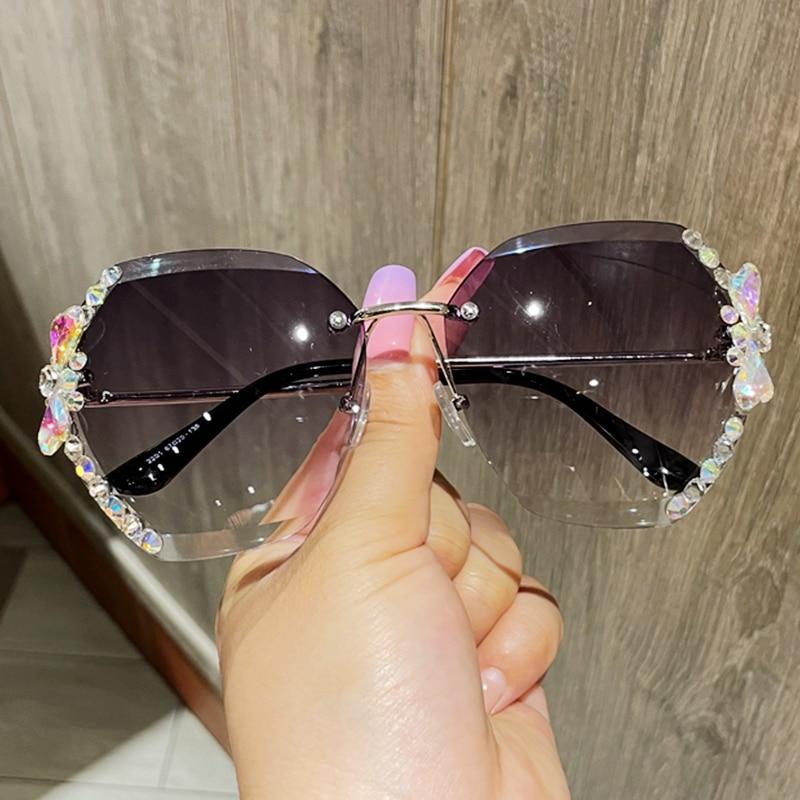Vintage Rimless Sunglasses Women Retro Cutting Lens Gradient Sunglass-Sunglasses-Arimonz-Arimonz