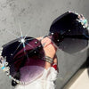 Vintage Rimless Sunglasses Women Retro Cutting Lens Gradient Sunglass-Sunglasses-Arimonz-Dark Gray-Arimonz