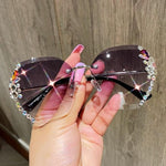 Vintage Rimless Sunglasses Women Retro Cutting Lens Gradient Sunglass-Sunglasses-Arimonz-Gray-Arimonz