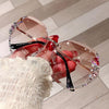 Vintage Rimless Sunglasses Women Retro Cutting Lens Gradient Sunglass-Sunglasses-Arimonz-Tea-Arimonz